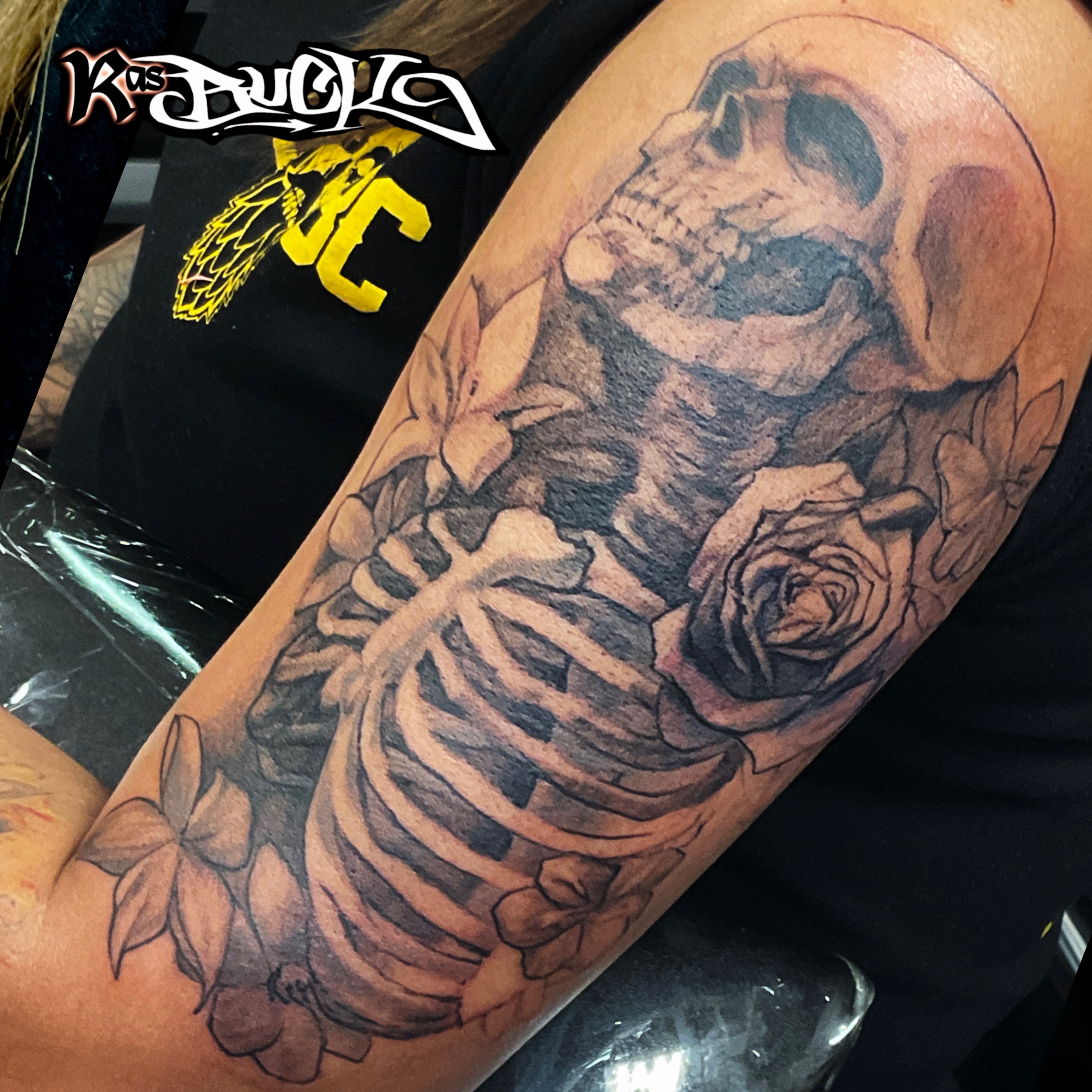 Skeleton tattoo by Martin Doherty at Rockstar Tattoo